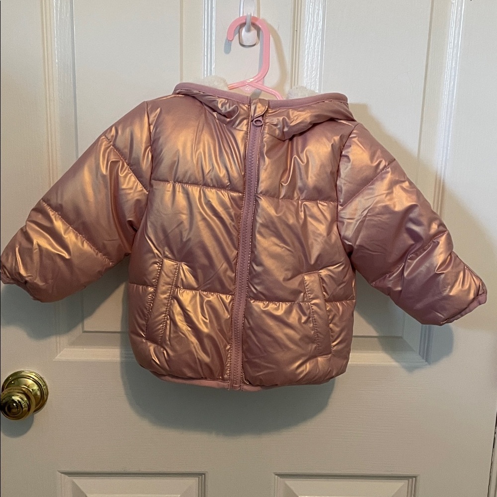 Shimmering Pink Kids Puffer Jacket